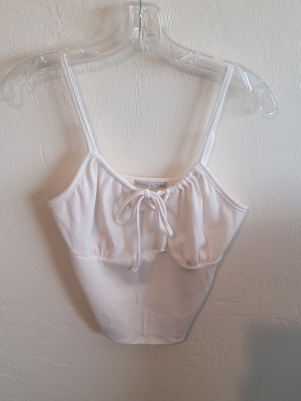 White Ribbed Tie-Front Tank Top - Women